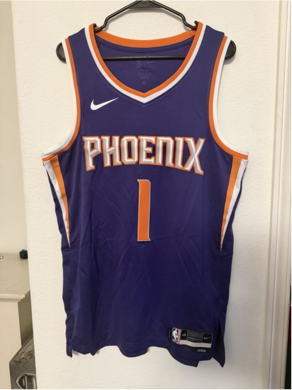 Nike NBA Phoenix Suns Devin Booker #1 Dri-FIT Jersey Purple Orange White 48